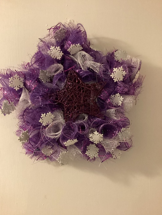 Homemade￼ Other - Purple star wreath with snowflakes, approximately 13 inches